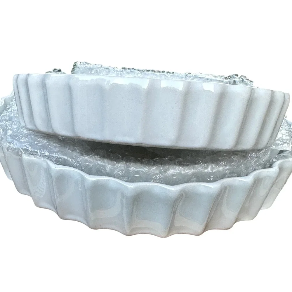 Pozzani White Ceramic Fluted Baking Dish Set 3pc Vintage French Country NIB